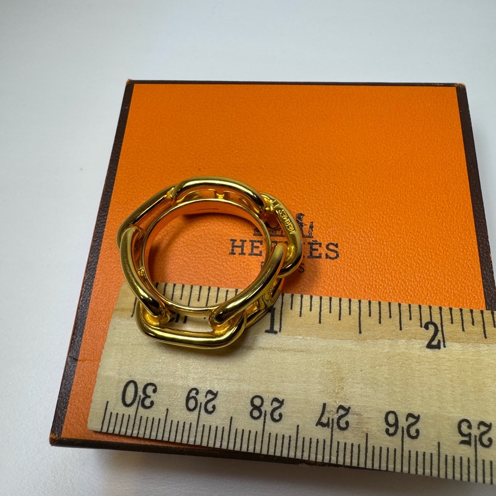 Hermès Scarf Ring Chaine d’Ancre Vintage Gold Anchor Link Rare 1990s Boxed - Picture 6 of 9